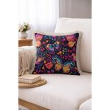 Hanna Home Saçaklı Kırlent Kılıfı Botanik Floral Desenli Yatak Odası Dekoru Saçaklı Saçaklı Kırlent 43X43 cm - Çok Renkli - 43 x 43 cm