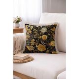 Hanna Home Saçaklı Kırlent Kılıfı Çiçek Desenli Saçaklı Kırlent Yatak Odası Dekoru 43X43 cm - Çok Renkli - 43 x 43 cm