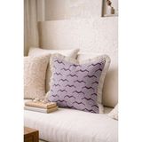 Hanna Home Saçaklı Kırlent Kılıfı Geometrik Mor Oturma Odası Kırlenti Saçaklı Yastık Kılıfı 43X43 cm - 43 x 43 cm