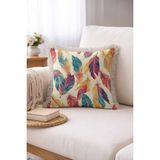 Hanna Home Saçaklı Kırlent Kılıfı Kırlent Kılıfı Renkli Tüy Desenli Yastık Kılıfı Ev Dekorasyonu 43X43 cm - Çok Renkli - 43 x 43 cm