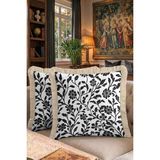 Hanna Home Saçaklı Kırlent Kılıfı Krem Beyaz Kırlent Kılıfı Siyah Beyaz Çiçek Desenli Dekoratif Yastık Kılıfı Yatak Odası Dekoru - 43 x 43 cm