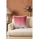 Hanna Home Saçaklı Kırlent Kılıfı Krem Beyaz Kırmızı Beyaz Zigzag Desenli Koltuk Takımı Aksesuarı Saçaklı Saçaklı Kırlent 43X43 cm - 43 x 43 cm