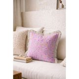 Hanna Home Saçaklı Kırlent Kılıfı Pastel Pembe Çiçek Desenli Kırlent Kılıfı Kanepe Dekorasyonu 43X43 cm - 43 x 43 cm