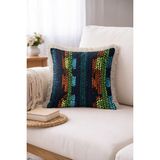 Hanna Home Saçaklı Kırlent Kılıfı Saç Örgü Desenli Salon Koltuk Yastığı Saçaklı Yastık Kılıfı 43X43 cm - Çok Renkli - 43 x 43 cm