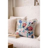 Hanna Home Saçaklı Kırlent Kılıfı Tropikal Çiçek Desenli Dekoratif Kırlent Kılıfı Kanepe Dekorasyonu 43X43 cm - Çok Renkli - 43 x 43 cm