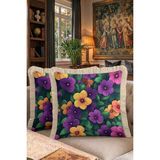 Hanna Home Saçaklı Kırlent Kılıfı Tropikal Çiçek Desenli Dekoratif Kırlent Kılıfı Yatak Odası Dekoru 43X43 cm - Çok Renkli - 43 x 43 cm