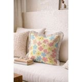 Hanna Home Saçaklı Kırlent Kılıfı Tropikal Çiçek Desenli Saçaklı Kırlent Yatak Odası Dekoru 43X43 cm - Çok Renkli - 43 x 43 cm