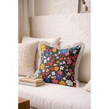 Hanna Home Saçaklı Kırlent Kılıfı Tropikal Çiçek Desenli Yatak Odası Dekoru Saçaklı Saçaklı Kırlent 43X43 cm - Çok Renkli - 43 x 43 cm