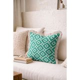 Hanna Home Saçaklı Kırlent Kılıfı Yeşil Geometrik Desenli Yatak Odası Dekoru Saçaklı Kırlent Kılıfı 43X43 cm - 43 x 43 cm