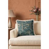 Hanna Home Saçaklı Kırlent Kılıfı Yeşil Kırlent Kılıfı Orman Desenli Kırlent Kılıfı Salon Koltuk Yastığı 43X43 cm - 43 x 43 cm