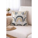 Hanna Home Saçaklı Saçaklı Kırlent Modern Geometrik Desenli Kırlent Kılıfı Yatak Odası Dekoru 43X43 cm - Çok Renkli - 43 x 43 cm