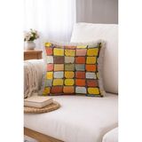 Hanna Home Saçaklı Saçaklı Kırlent Rengarenk Taş Desenli Kırlent Kılıfı Yatak Odası Dekoru 43X43 cm - Çok Renkli - 43 x 43 cm