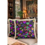 Hanna Home Saçaklı Saçaklı Kırlent Renkli Kalp Desenli Kırlent Kılıfı Yatak Odası Dekoru 43X43 cm - Çok Renkli - 43 x 43 cm