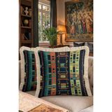 Hanna Home Saçaklı Saçaklı Kırlent Soyut Geometrik Dekoratif Kırlent Kılıfı Yatak Odası Dekoru 43X43 cm - Çok Renkli - 43 x 43 cm