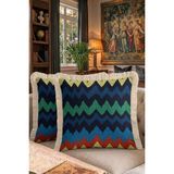 Hanna Home Saçaklı Yastık Kılıfı Kırlent Kılıfı Saç Örgü Desenli Dekoratif Yastık Kılıfı Koltuk Takımı Aksesuarı 43X43 cm - Çok Renkli - 43 x 43 cm