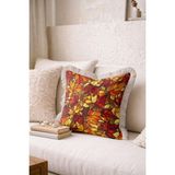 Hanna Home Saçaklı Yastık Kılıfı Sonbahar Temalı Çiçekli Dekoratif Yastık Kılıfı Oturma Odası Kırlenti 43X43 cm - Çok Renkli - 43 x 43 cm