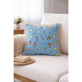 Hanna Home Slogan Baskılı Dekoratif Yastık Kılıfı Saçaklı Kırlent Yatak Odası Dekoru 43X43 cm - Çok Renkli - 43 x 43 cm