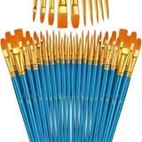 Hannah 5 SET Sanatçı Fırcası Seti, 10'lu Paket Naylon Fırca, Resim, Akrilik, İnce Fırca, Sulu Boya ve Yüz Boyama, Kendin Yap El Sanatları İçin, Mavi, Toplam 50 Fırca