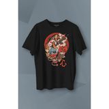 Hannya Maske Oni Japanese Demon Mask Japon Baskılı Tişört Unisex T-Shirt - Siyah - XL