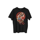 Hannya Maske Oni Japanese Demon Mask Japon Baskılı Tişört Unisex T-Shirt Siyah