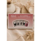 Hanori Collection Coffin Balerin Takma Tırnak Seti - 24 Adet Full Cover Press On Nail - Black Fire