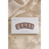 Hanori Collection Coffin Balerin Takma Tırnak Seti - 24 Adet Full Cover Press On Nail - Silver French