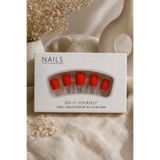 Hanori Collection Kare Takma Tırnak Seti - 24 Adet Orta Boy Full Cover Press On Nail - Coral