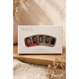 Hanori Collection Kare Takma Tırnak Seti - 24 Adet Orta Boy Full Cover Press On Nail - Little Black Dress
