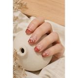 Hanori Collection Kare Takma Tırnak Seti - 24 Adet Orta Boy Full Cover Press On Nail - Pink Pearl