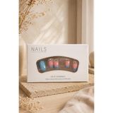 Hanori Collection Kare Takma Tırnak Seti - 24 Adet Orta Boy Full Cover Press On Nail - Sea Dream