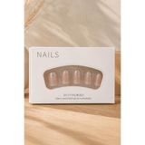 Hanori Collection Kare Takma Tırnak Seti - 24 Adet Orta Boy Full Cover Press On Nail - Silver Ombre