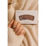 Hanori Collection Kare Takma Tırnak Seti - 24 Adet Orta Boy Full Cover Press On Nail - Silver Shine