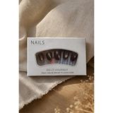 Hanori Collection Oval Takma Tırnak Seti - 24 Adet Orta Boy Full Cover Press On Nail - Cacao Pearl