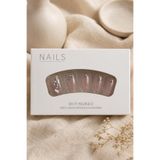 Hanori Collection Oval Takma Tırnak Seti - 24 Adet Orta Boy Full Cover Press On Nail - Crystal
