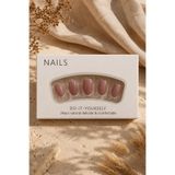 Hanori Collection Oval Takma Tırnak Seti - 24 Adet Orta Boy Full Cover Press On Nail - French