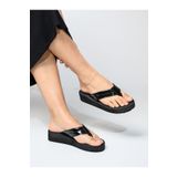 HANOX Diva Rugan Siyah Kadın Parmak Arası Plaj Terlik Flip Flops (3,8) Cm