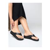 HANOX Vesna Cilt Siyah Kadın Parmak Arası Plaj Terlik Flip Flops (3,8) Cm
