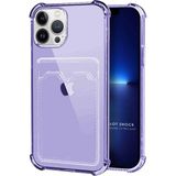 HANPORIUM Apple iPhone 13 Pro Max Kılıf Darbe Emici Köşe Korumalı Kartlıklı Cüzdanlı Silikon Kapak - Lila