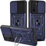 HANPORIUM Poco F3 Uyumlu Tank Kılıf - Yüzüklü Standlı Extra Darbe Koruma Zırhlı Outdoor Kapak - Lacivert