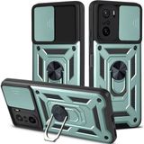 HANPORIUM Poco F3 Uyumlu Tank Kılıf - Yüzüklü Standlı Extra Darbe Koruma Zırhlı Outdoor Kapak - Yeşil