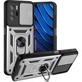 HANPORIUM Poco X3 Gt Uyumlu Tank Kılıf - Yüzüklü Standlı Extra Darbe Koruma Zırhlı Outdoor Kapak - Gri