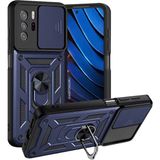 HANPORIUM Poco X3 Gt Uyumlu Tank Kılıf - Yüzüklü Standlı Extra Darbe Koruma Zırhlı Outdoor Kapak - Lacivert