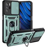 HANPORIUM Poco X3 Gt Uyumlu Tank Kılıf - Yüzüklü Standlı Extra Darbe Koruma Zırhlı Outdoor Kapak - Yeşil