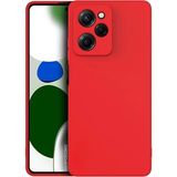HANPORIUM Poco X5 Pro 5G Uyumlu Silikon Kılıf - Pastel Renk Tonu Kamera Korumalı Esnek Kapak - Kırmızı