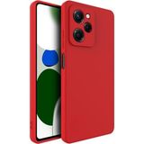 HANPORIUM Poco X5 Pro Uyumlu Silikon Kılıf - Pastel Renk Tonu Kamera Korumalı Esnek Kapak - Kırmızı