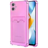 HANPORIUM Samsung Galaxy A04 Kılıf Darbe Emici Köşe Korumalı Kartlıklı Cüzdanlı Silikon Kapak - Pembe