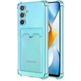 HANPORIUM Samsung Galaxy A14 Kılıf Darbe Emici Köşe Korumalı Kartlıklı Cüzdanlı Silikon Kapak - Mavi