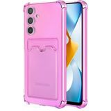 HANPORIUM Samsung Galaxy A14 Kılıf Darbe Emici Köşe Korumalı Kartlıklı Cüzdanlı Silikon Kapak - Pembe