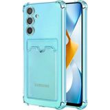 HANPORIUM Samsung Galaxy A25 Kılıf Darbe Emici Köşe Korumalı Kartlıklı Cüzdanlı Silikon Kapak - Mavi