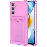 HANPORIUM Samsung Galaxy A35 Kılıf Darbe Emici Köşe Korumalı Kartlıklı Cüzdanlı Silikon Kapak - Pembe